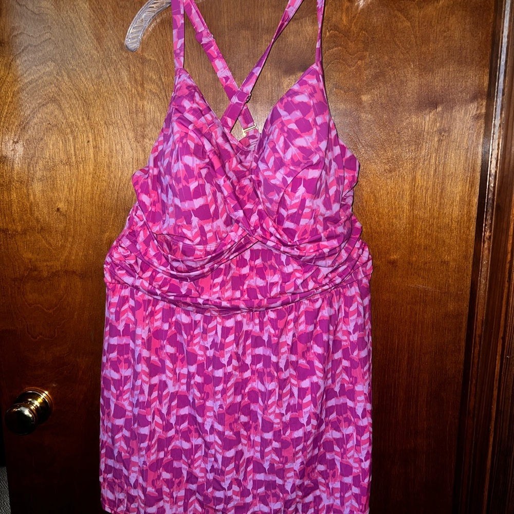 Vibrant Pink Patterned swim Dress